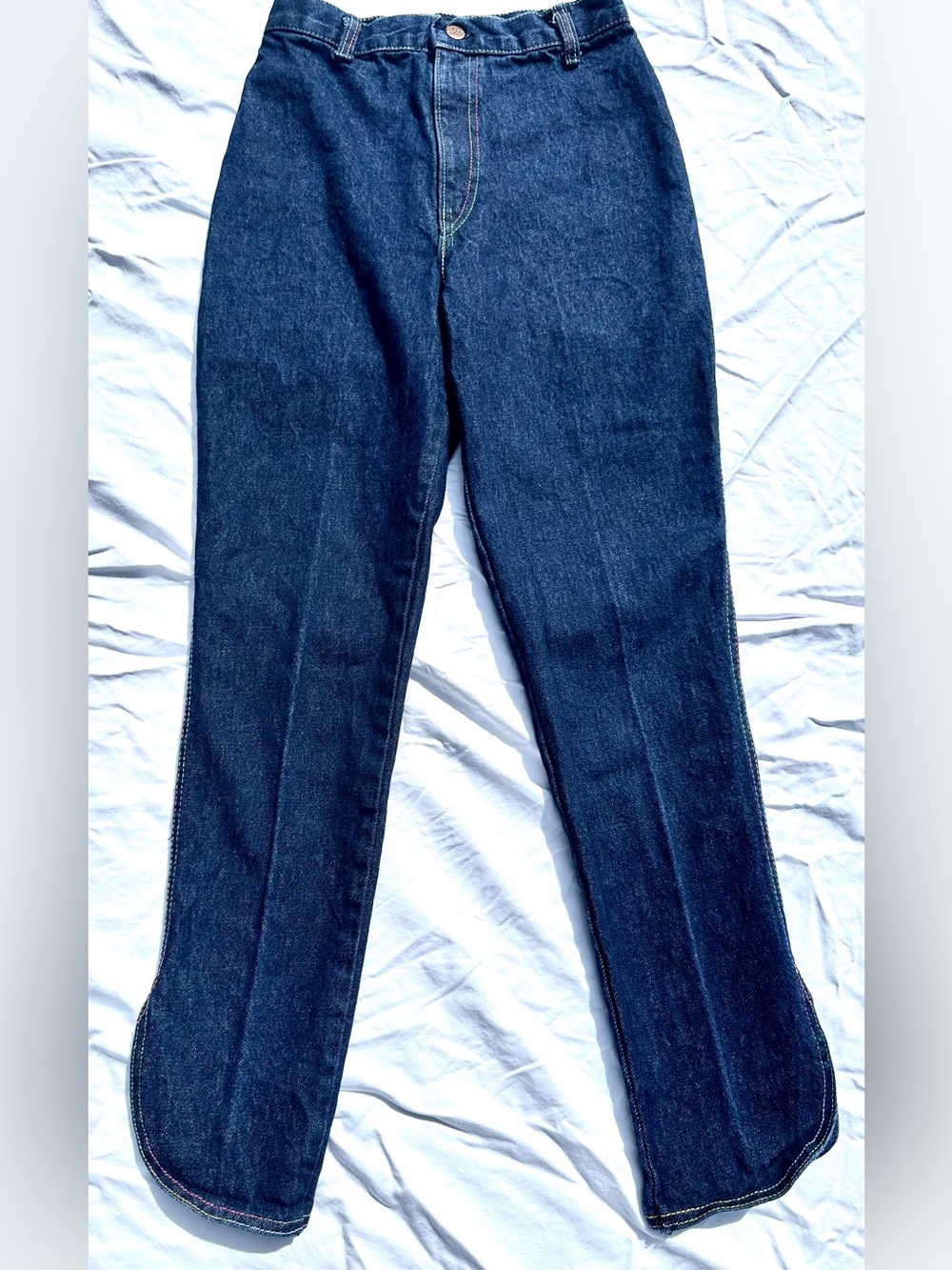 Pocketless Rainbow Stitch  Chic by h.i.s  Split Hem Ankle Tapered Vintage XS